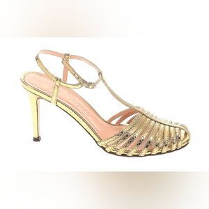 J. Crew Collection Riley caged gold snake-embossed sandals sz 8.5
